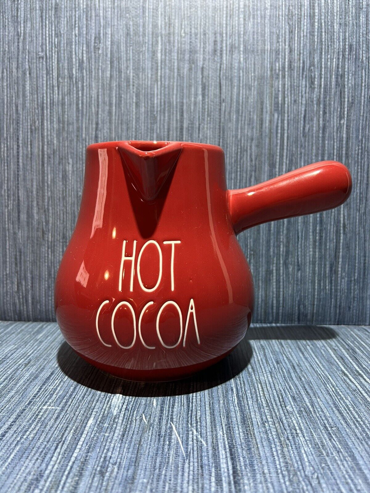 Rae Dunn HOT COCOA Pot Red Ceremic with White LL Letter Kitchen