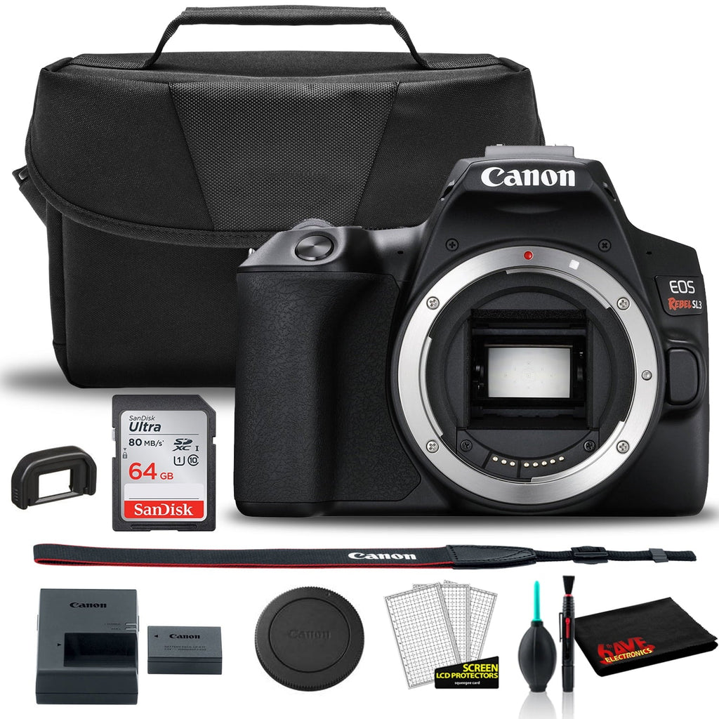 Rebel SL3 DSLR Camera (Body + Bag + Sandisk 64GB Card + Care Kit
