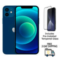 Restored iPhone 12 A2172 (T-Mobile Only) 64GB Blue w/ Pre-Installed Tempered Glass (Refurbished)