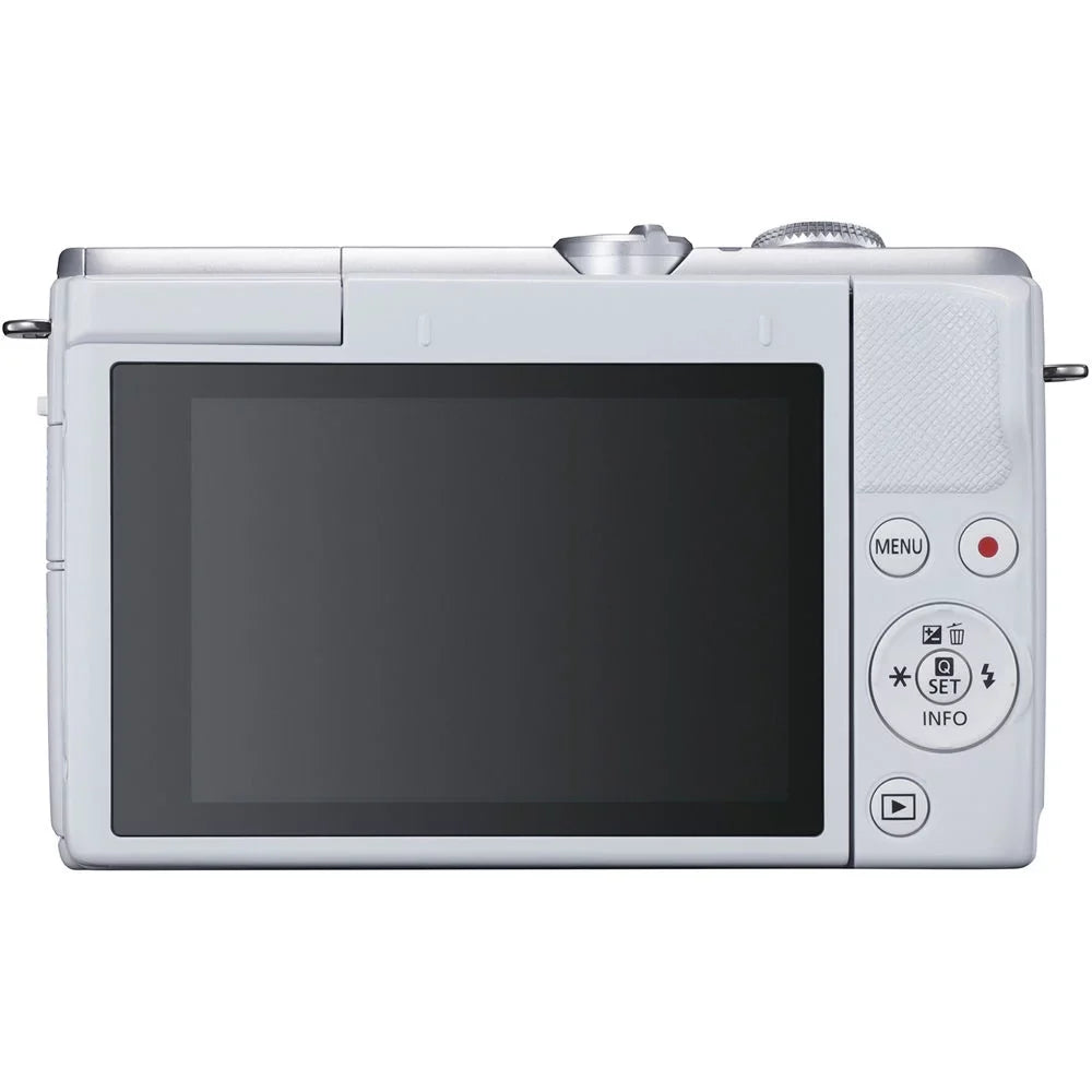 EOS M200 Mirrorless Camera with 15-45mm Lens (White) (3700C009) + 64GB Memory Card + Card Reader + Case + Flex Tripod + Hand Strap + Cap Keeper + Memory Wallet + Cleaning Kit