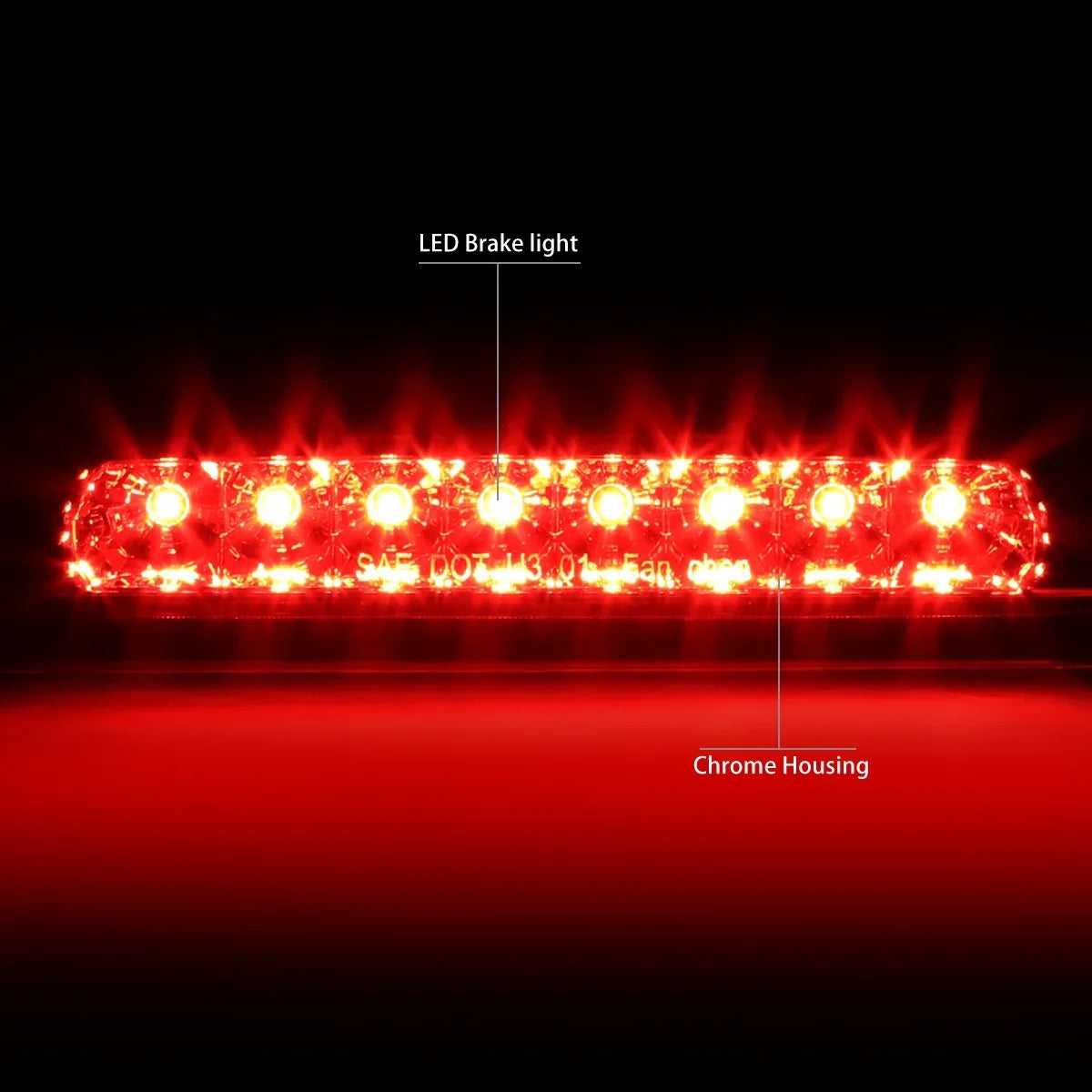 DNA Motoring 3BL-4RUNNER03-LED-CH For 2003 to 2009 4Runner N210 Rear LED 3rd Third Tail Brake Light Stop Lamp Chrome Housing 04 05 06 07 08