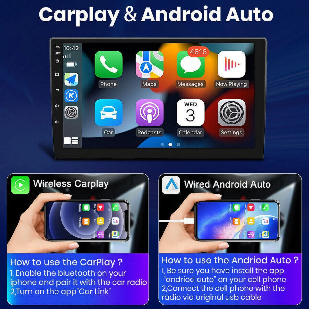 9" 1280*720 IPS 2+32G Android Auto CarPlay Car Stereo Radio for Prius 2009-2016 GPS w/Cam