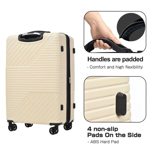 Zateety Hardshell Luggage Sets 3 Piece double spinner 8 wheels Suitcase with TSA Lock Load 20''24''28''