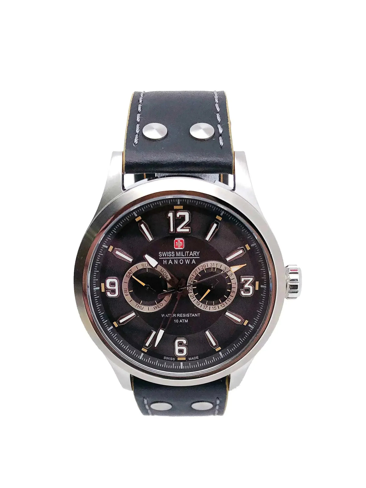 Swiss Military Hanowa S-Steel Jet Dial Quartz Mens Watch 06-4307.04.007