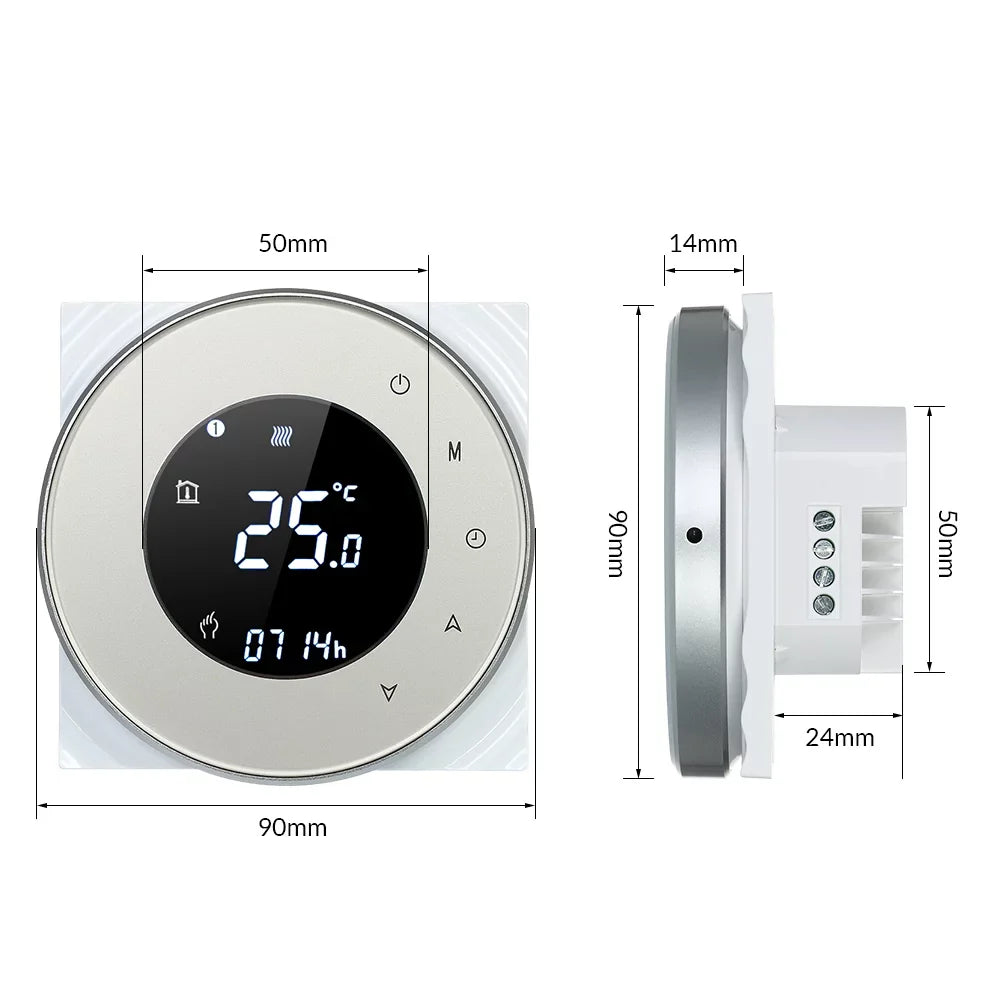 Programmable Gas Boiler Heating Dry Controller Touchscreen LCD with Backlight Voice Control Compatible with Echo/ HomeIFTTT