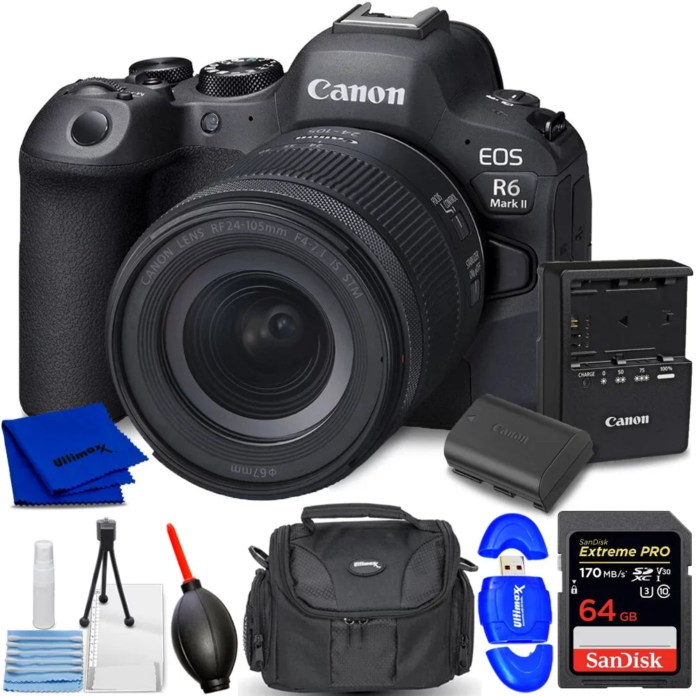 EOS R6 Mark II Mirrorless Camera and 24-105mm f/4-7.1 Lens - Accessory Kit