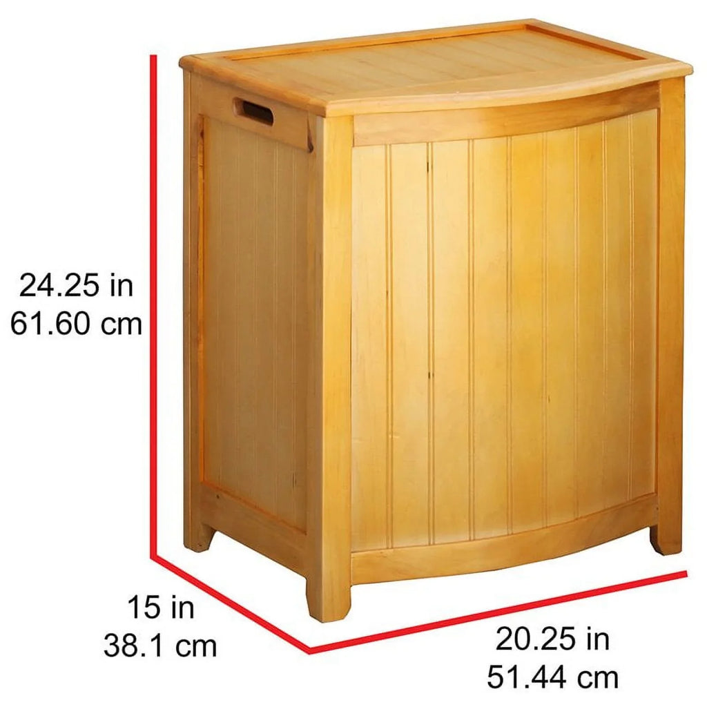 Oceanstar Natural Finished Bowed Front Laundry Wood Hamper with Interior Bag B0106N