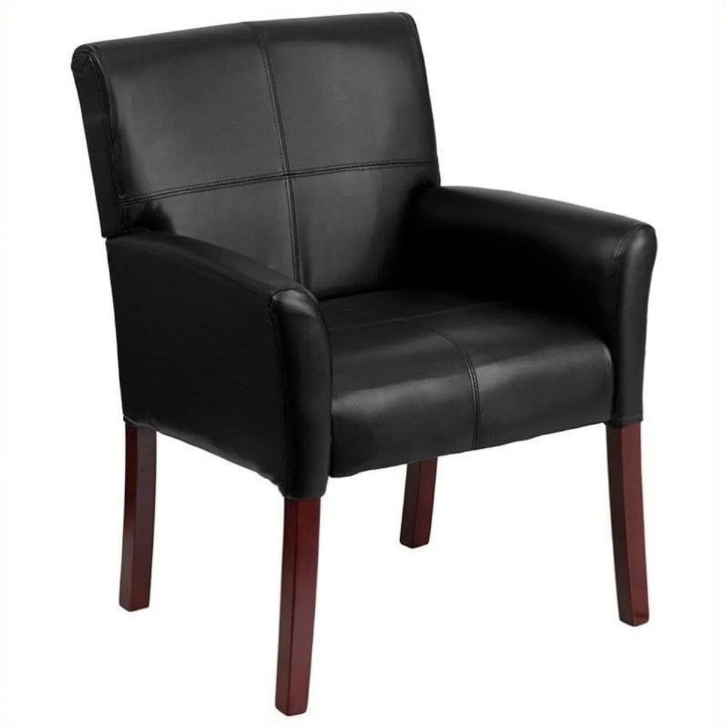 Kingfisher Lane Executive Side Guest Chair in Jet with Mahogany Legs