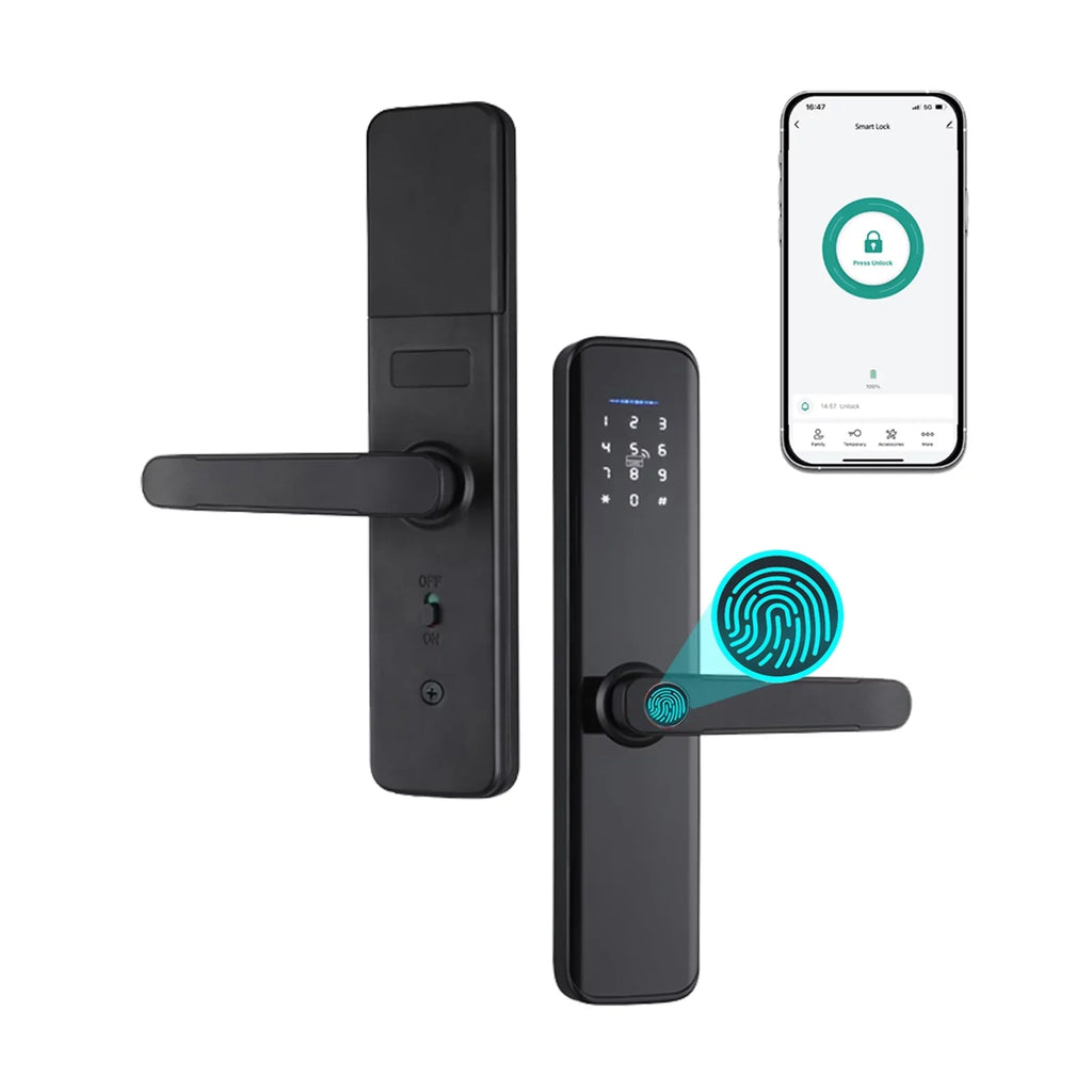 OWSOO WAFU Smart Lock with Handle Fingerprint Electronic Deadbolt Door Lock-Convenient and Reliable ligent Door Lock