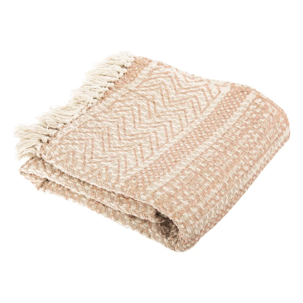 SAFAVIEH Becks Striped Throw with Fringe, 60" x 72", Beige/Copper