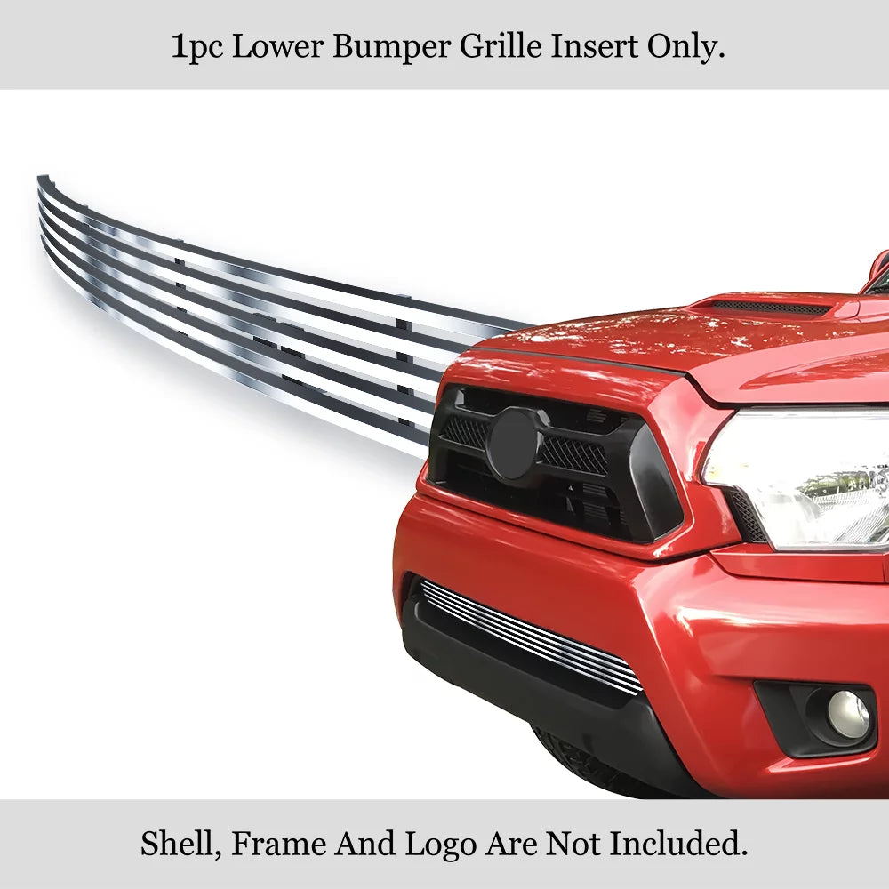 APS Premium Stainless Steel Silver Horizontal Billet Grille Compatible with Tacoma 2012-2015 Lower Bumper N19-C83966T