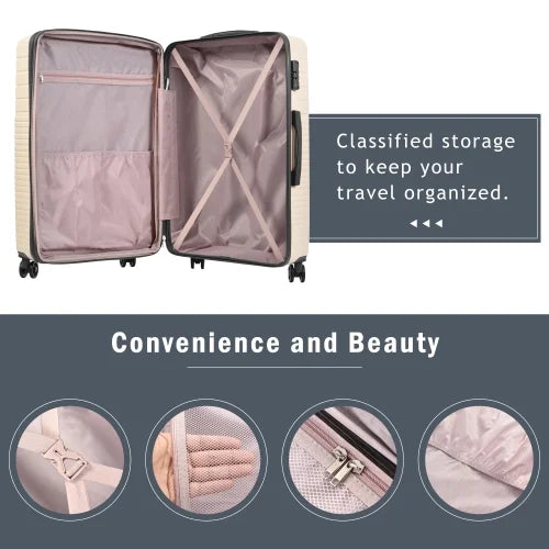 Zateety Hardshell Luggage Sets 3 Piece double spinner 8 wheels Suitcase with TSA Lock Load 20''24''28''