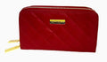 JOY & IMAN Leather Quilted Wallet with 2 Wrap-Around Zippers RFID ~ Burgundy