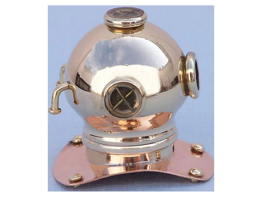 Handcrafted Model Ships Brass-Copper Diving Helmet Paper Load 3 in. Decorative Accent