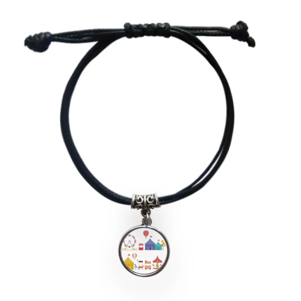Amusement Park Facilities Colourful Pattern Bracelet Leather Rope Wristband Jet Jewelry