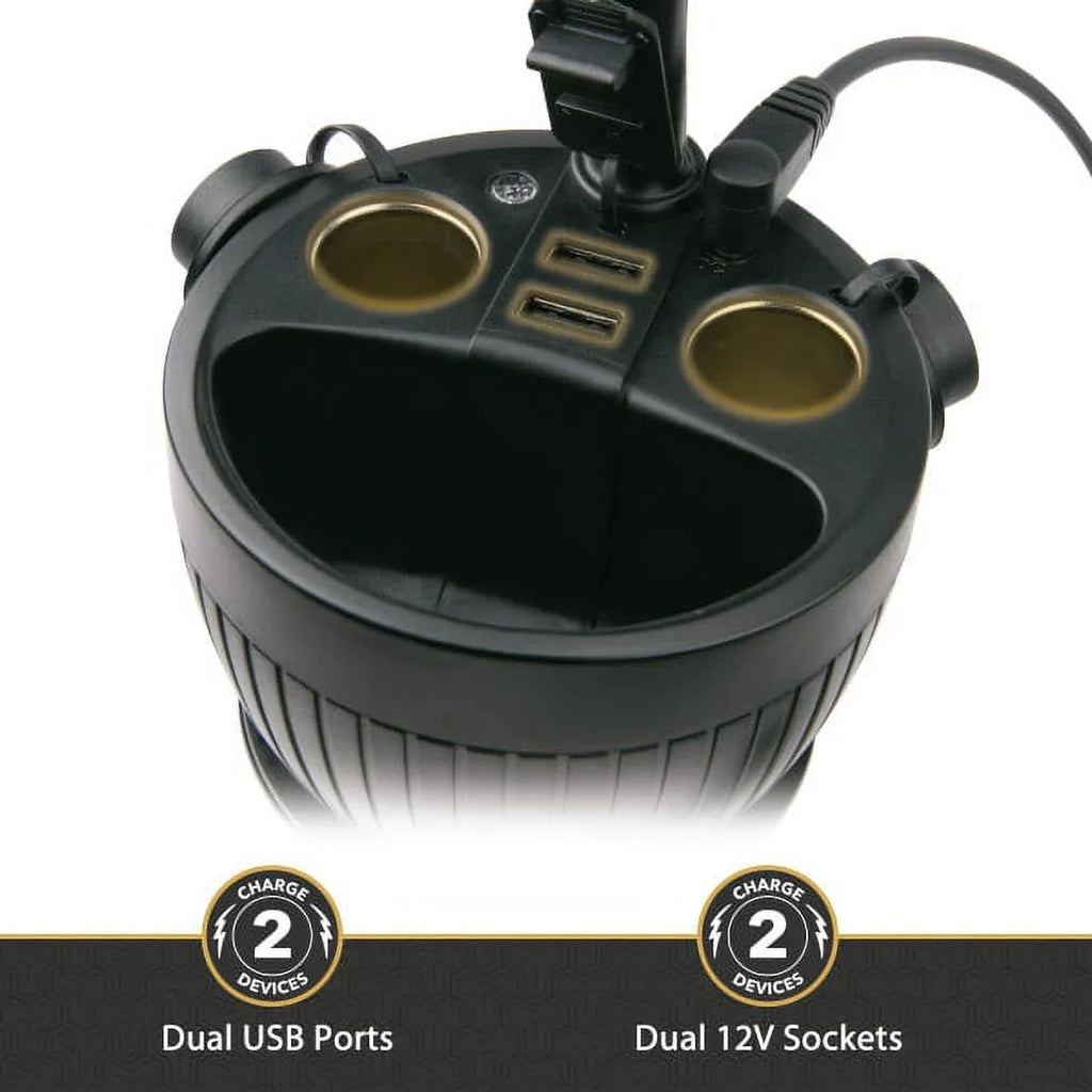 Scosche UH2PCUP Powerhub 4” Adjustable Arm and Cup Holder Car Mount Ebony