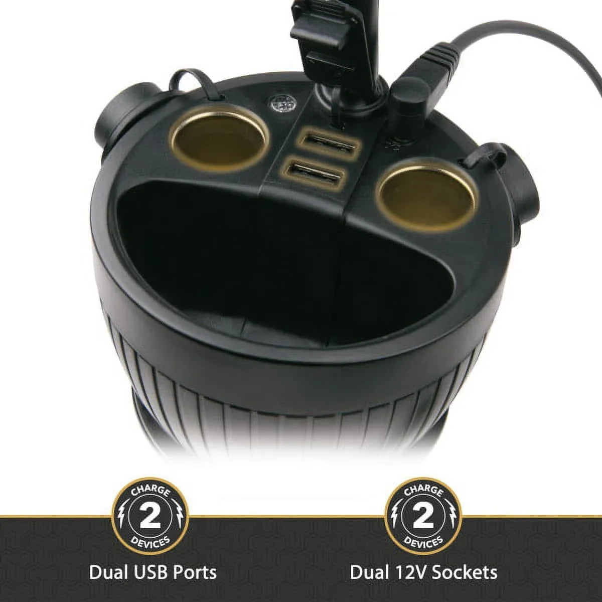 Scosche UH2PCUP Powerhub 4” Adjustable Arm and Cup Holder Car Mount Ebony