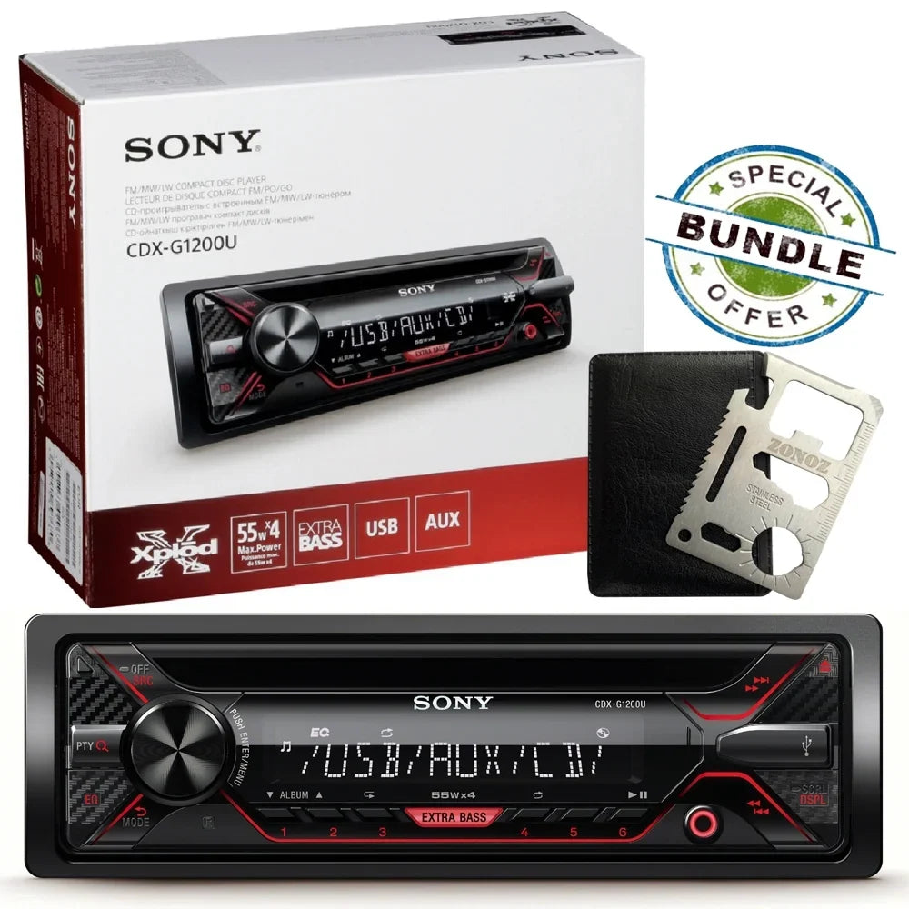 CDX-G1200U 55Wx4ch max CD Receiver with USB and Aux Inputs & Zonoz Z Tool Bundle