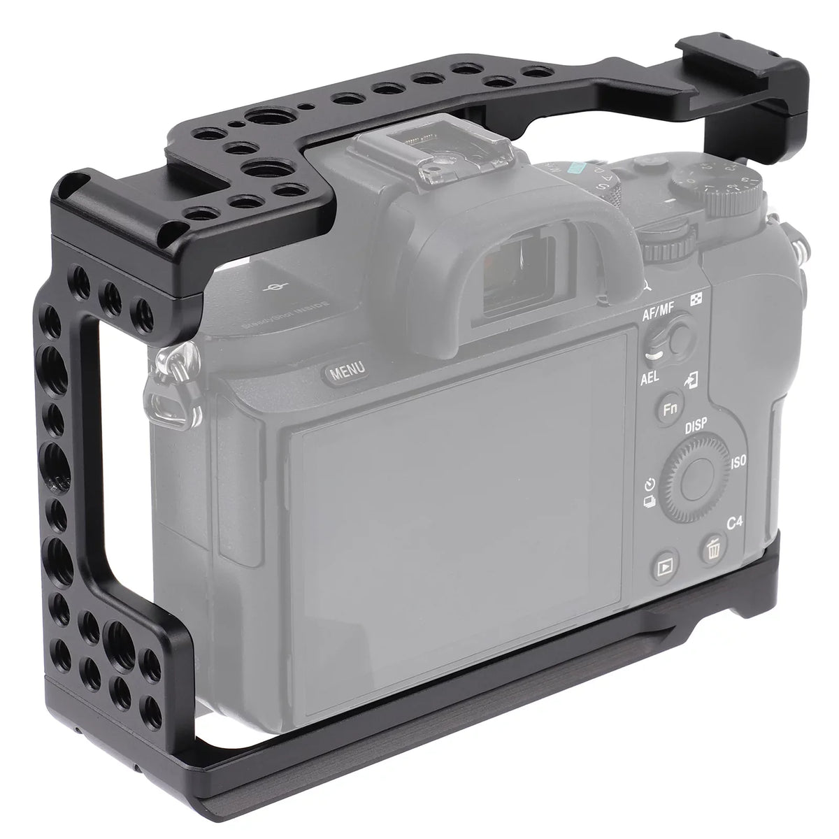 Htovila Camera Cage Aluminum Alloy Video Cage Replacement for A7M3 A7R3 A9 Mirrorless Camera with Cold Shoe Mount 1/4 Inch & 3/8 Inch Screw Holes
