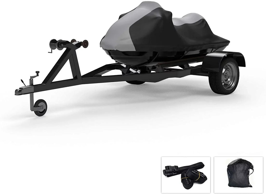 Weatherproof Jet Ski Covers for SEA DOO 3D Premium 2004-2005 - Ebony Color - All Weather - Trailerable - Protects from Rain, Sun, UV Rays, and More! Includes Trailer Straps and Storage Bag