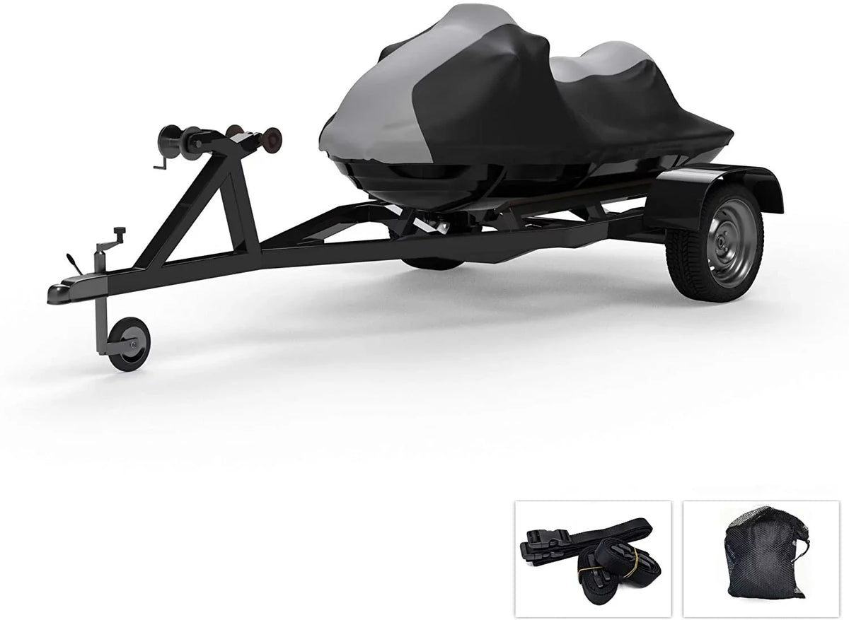 Weatherproof Jet Ski Covers for SEA DOO 3D Premium 2004-2005 - Ebony Color - All Weather - Trailerable - Protects from Rain, Sun, UV Rays, and More! Includes Trailer Straps and Storage Bag
