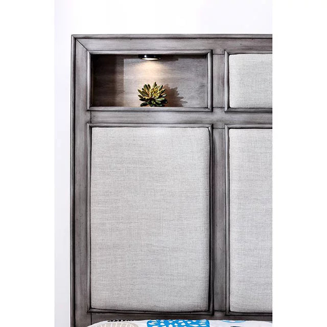 Transitional Style 1pc Eastern King Size Bed Gray Finish Bedroom Furniture