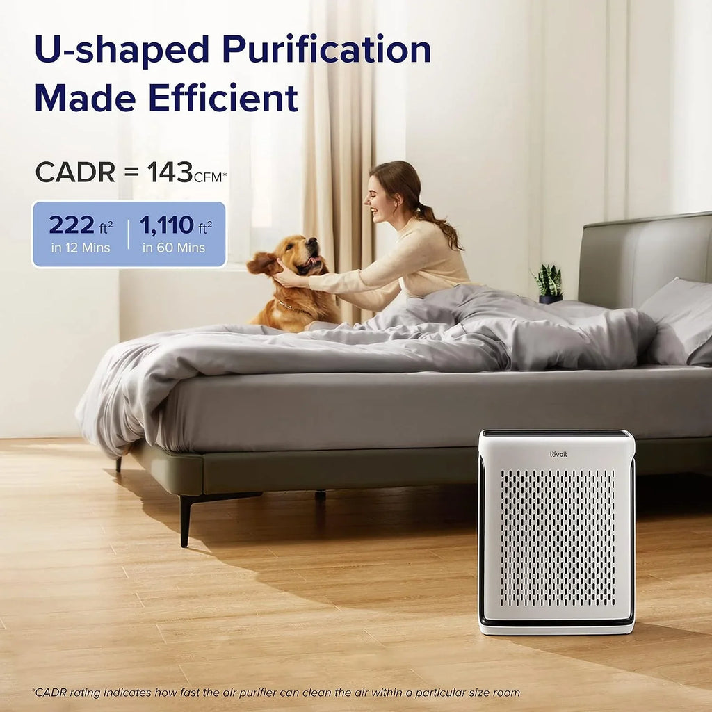 LEVOIT Air Purifiers for Home Large Room Bedroom Up to 1110 Ft² with Air Quality and Light Sensors, Smart WiFi, Washable Filters, HEPA Filter Captures Pet Hair, Allergies, Dust, Smoke, Vital 100S