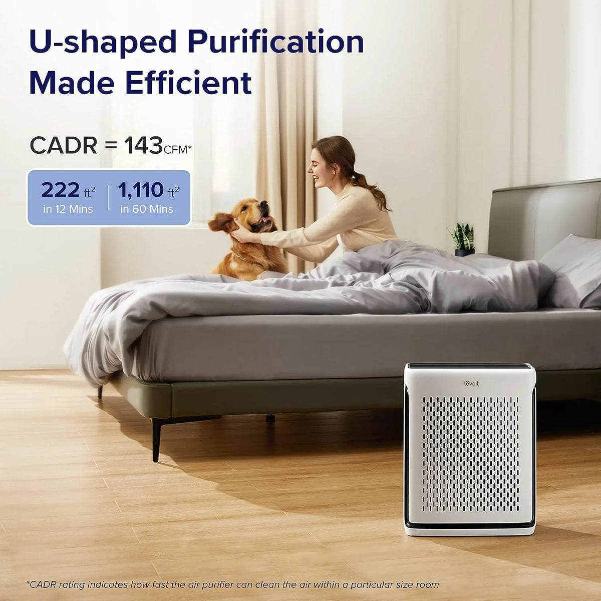 LEVOIT Air Purifiers for Home Large Room Bedroom Up to 1110 Ft² with Air Quality and Light Sensors, Smart WiFi, Washable Filters, HEPA Filter Captures Pet Hair, Allergies, Dust, Smoke, Vital 100S