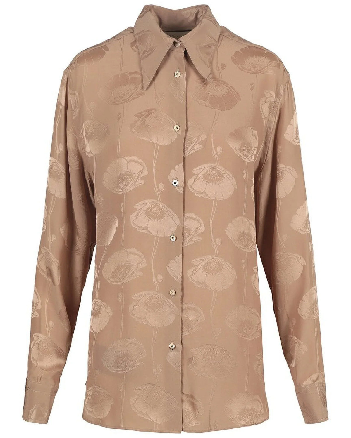 Gucci womens Poppy Jacquard Silk Top, 46