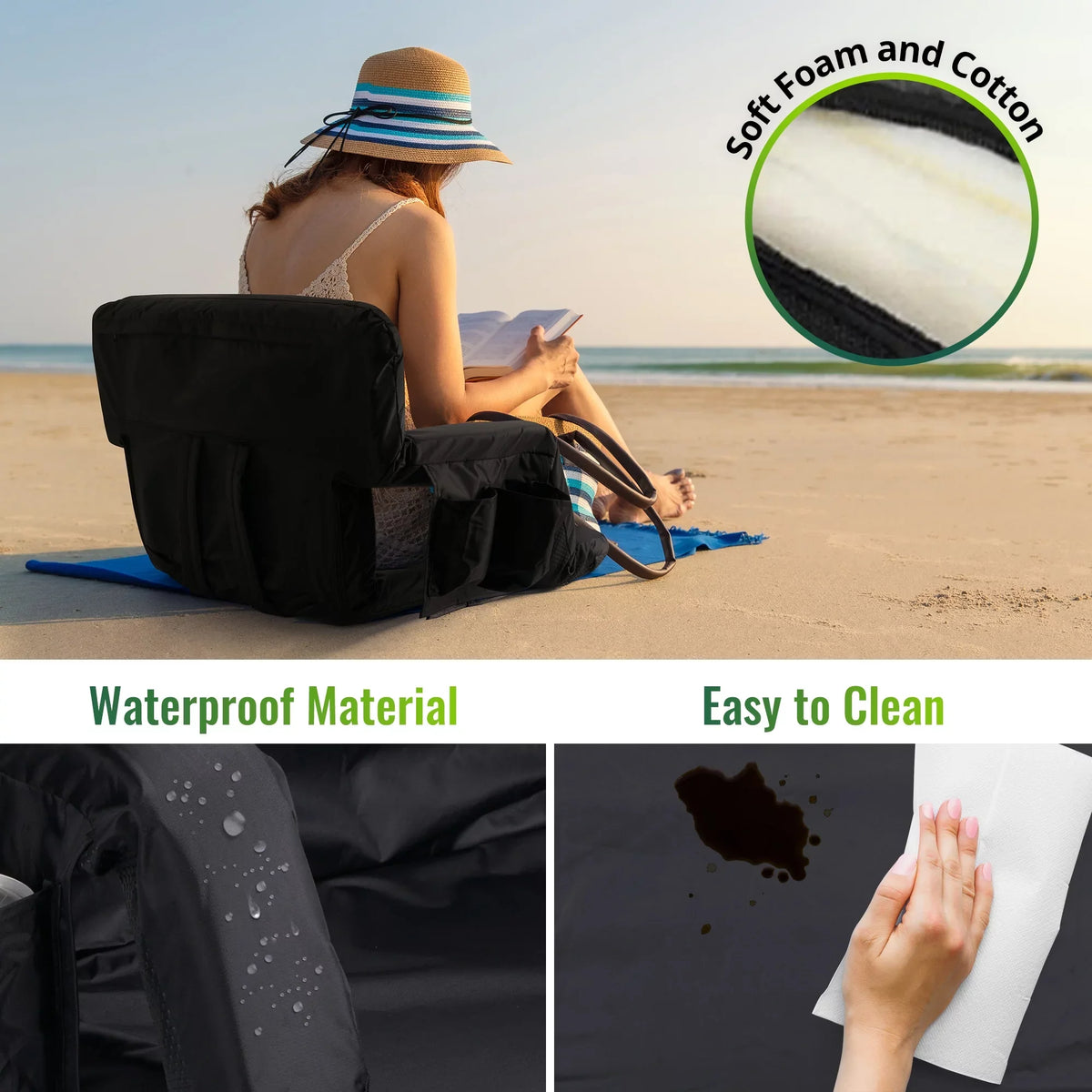 Worcest 2 Pack Wide Folding Stadium Seat, Waterproof Thicken Bleacher Chair for Bleachers, Lawns, Backyards for National Women's Soccer Tournament