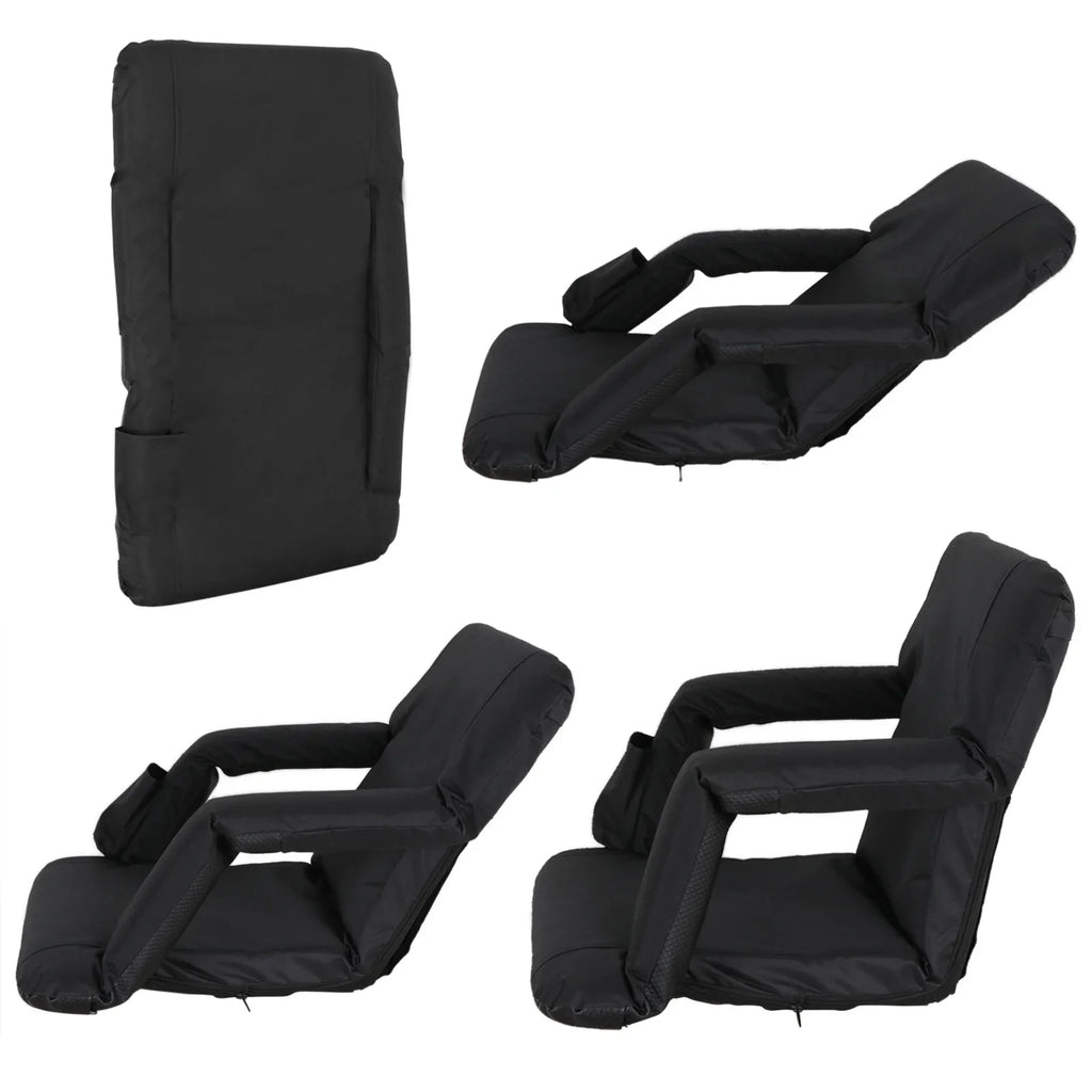 ZenSports 2PCS Portable Stadium Seat Chair for Bleacher 6 Reclining Positions Ebony