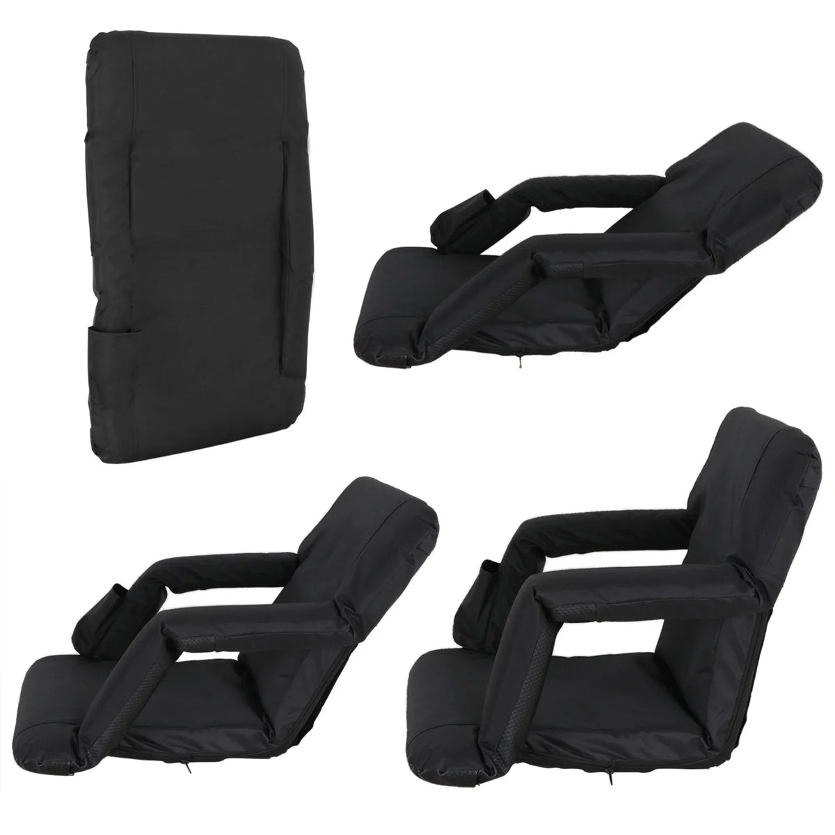 ZenSports 2PCS Portable Stadium Seat Chair for Bleacher 6 Reclining Positions Ebony