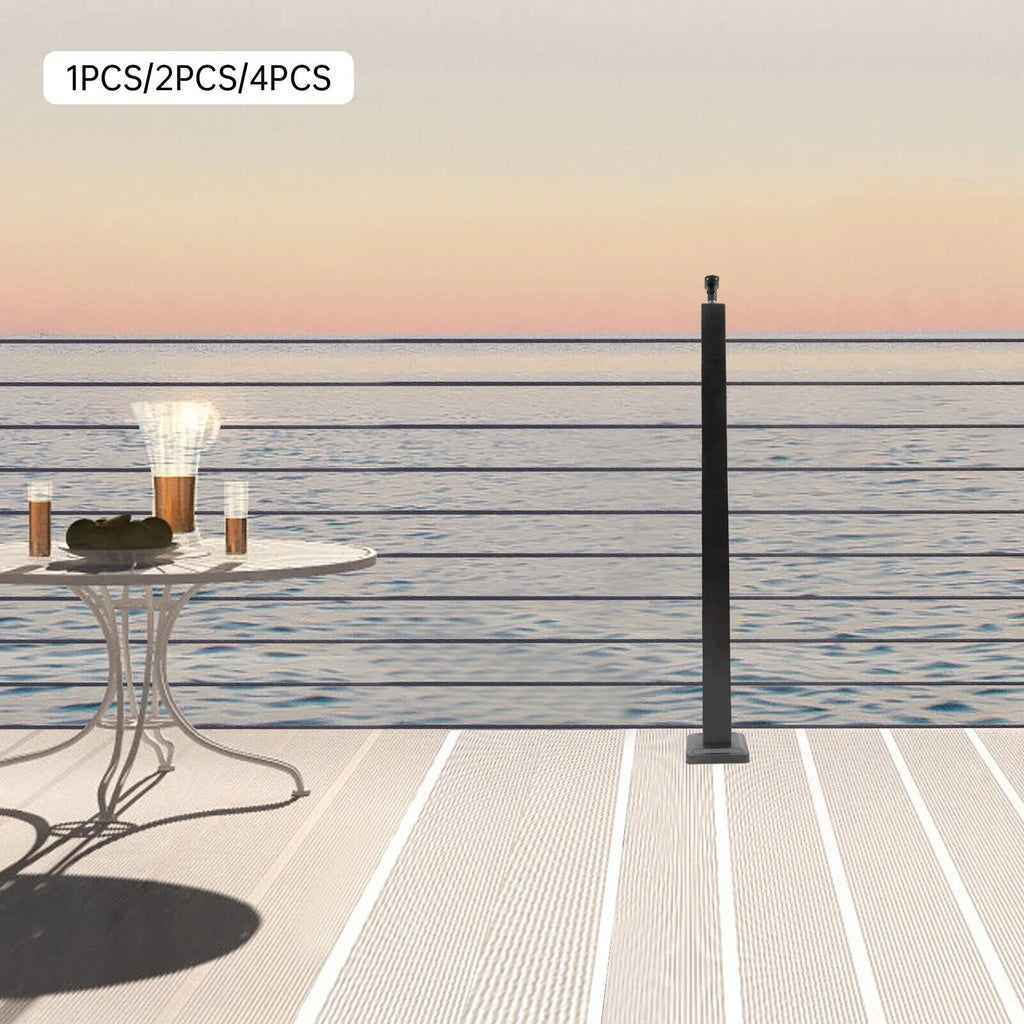 Cable Railing Post Adjustable Top Level drilled Post Level Line Post Top Mount Stainless Steel Jet Finish Wood Concrete Level Deck 36"*2"*2"