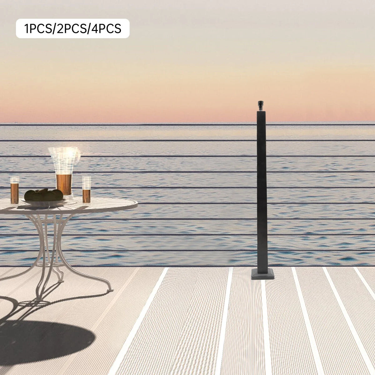 Cable Railing Post Adjustable Top Level drilled Post Level Line Post Top Mount Stainless Steel Jet Finish Wood Concrete Level Deck 36"*2"*2"