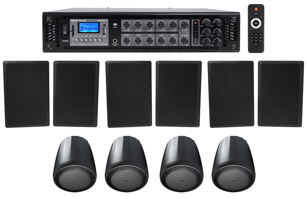 6-Zone Amplifier+4 JBL Pendant+6 Slim Jet Wall Speakers 4 Restaurant/Bar/Cafe