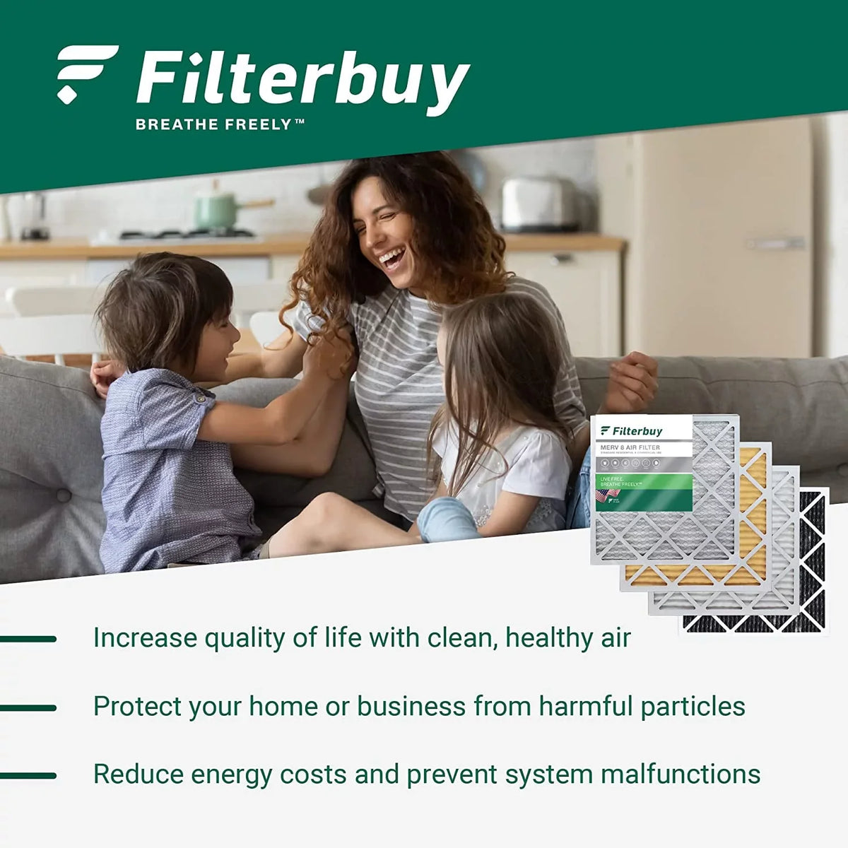 Filterbuy 24x24x2 MERV 13 Pleated HVAC AC Furnace Air Filters (6-Pack)