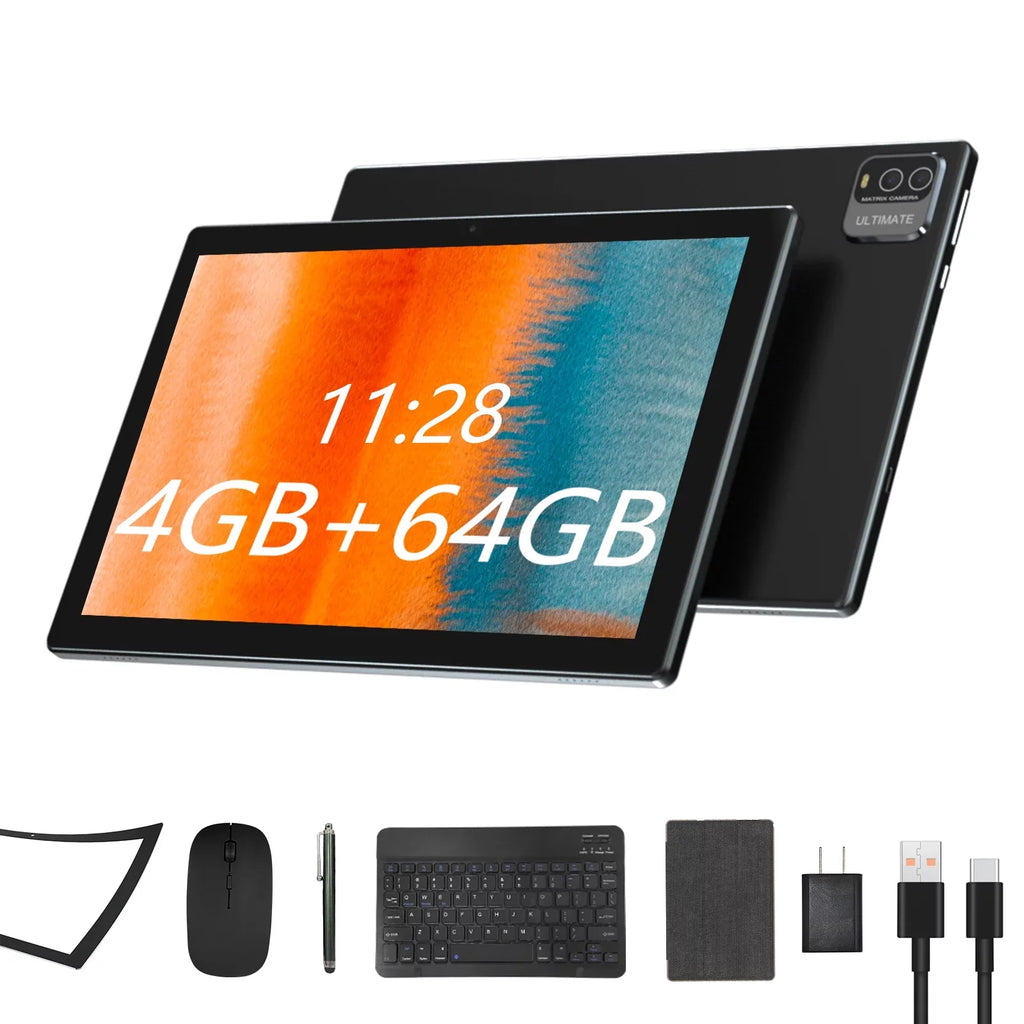 Coopers 2 in 1 Tablet, 10 inch Android 11 Tablet with Keyboard 4GB+64GB+512GB Expandable Dual Camera, WiFi, Bluetooth, Long Battery Life, Certified Tablet PC