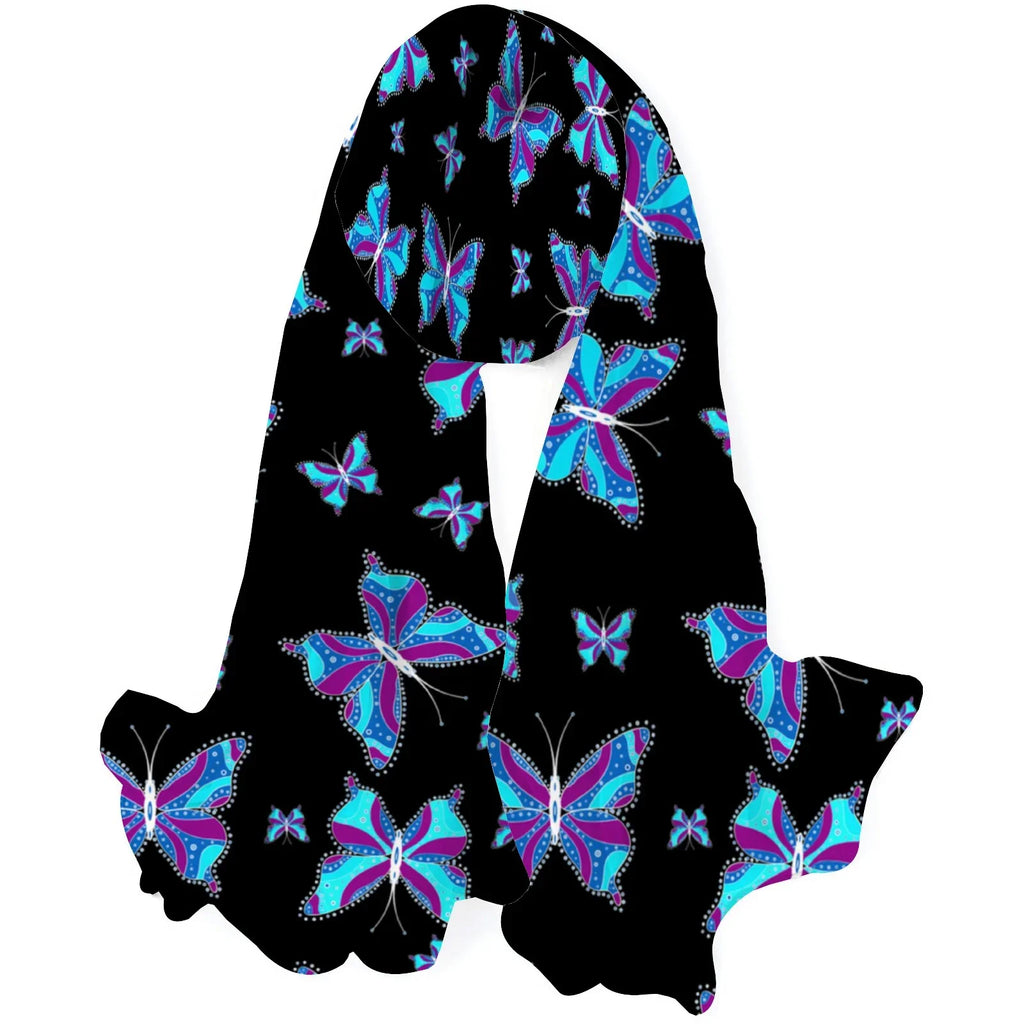 FREEAMG Different Butterflys Silk Long Scarf for Women Large Oblong Sunscreen Shawls Wraps Neck Headscarf Hair Wraps Gift Packed