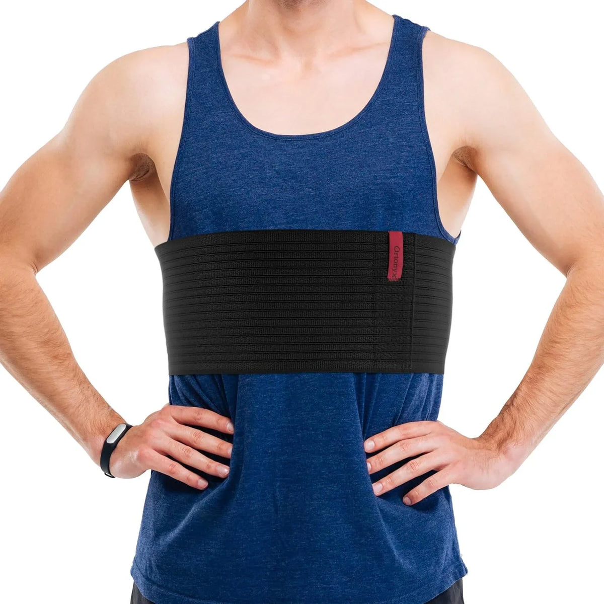 ORTONYX 6.25" Broken Rib Brace Unisex - Elastic Chest Wrap Comppression Support Belt - Rehabilitation of Cracked, Fractured, Dislocated Ribs Post-Surgery Aid Plus Size 3XL Ebony / ACOX5226-BK-3XL
