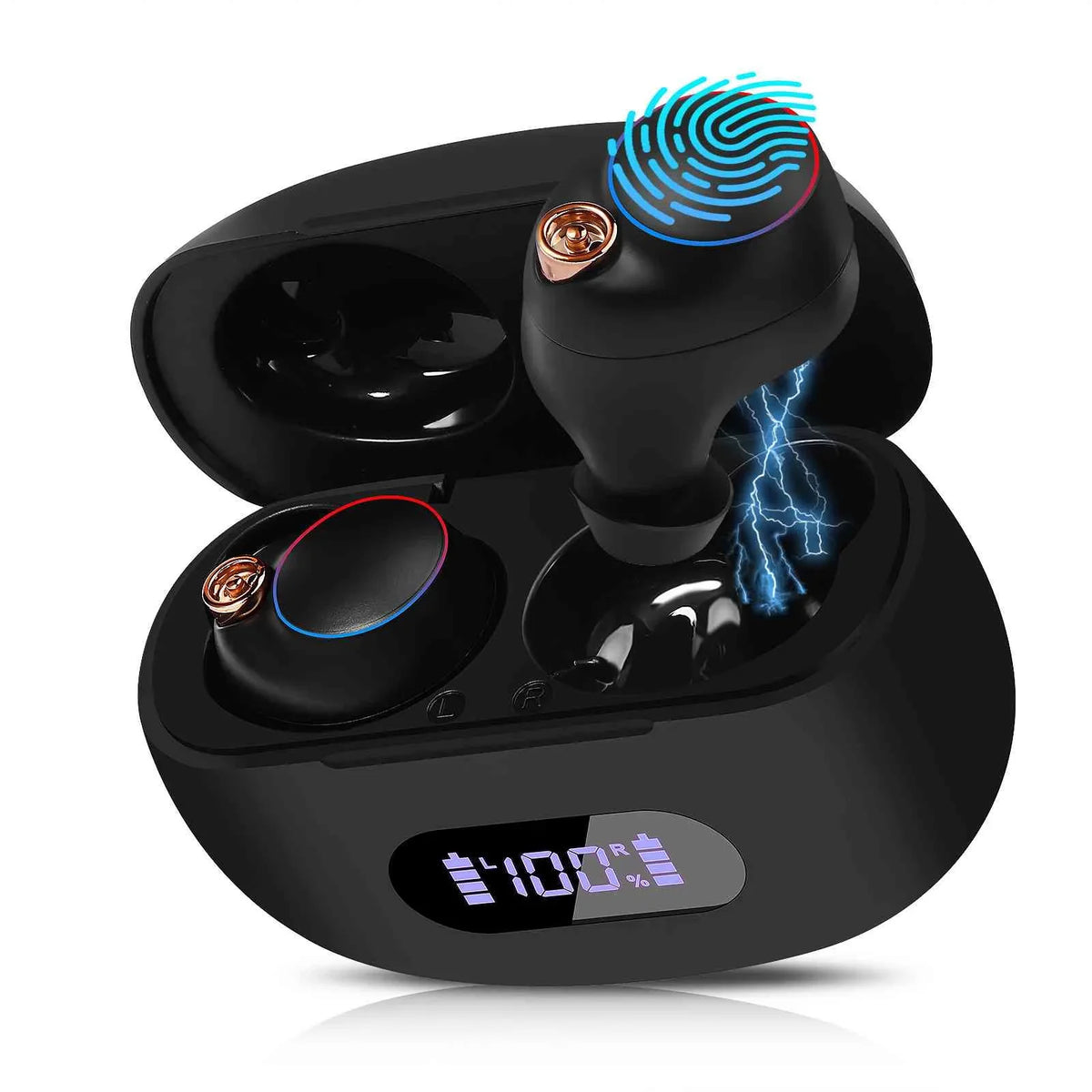 UrbanX True Wireless Bluetooth Earbuds + Charging Case, Jet Dual Connect, IPX5 Water Resistance, Bluetooth 5.2 Connection, Balanced, Bass Boost Compatible with Pad Pro