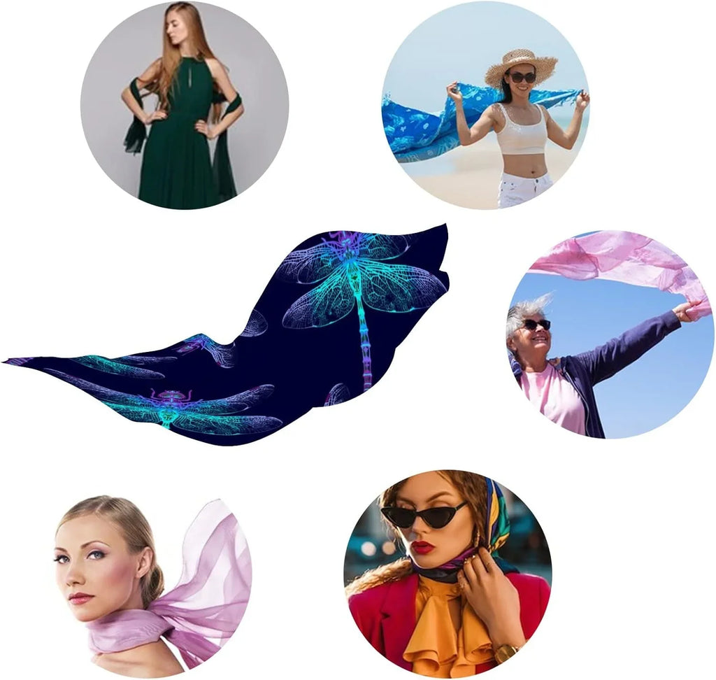 Hyjoy Dragonfly Long Silk Neck Scarf Load Shawl Wrap Scarves for Women Girls