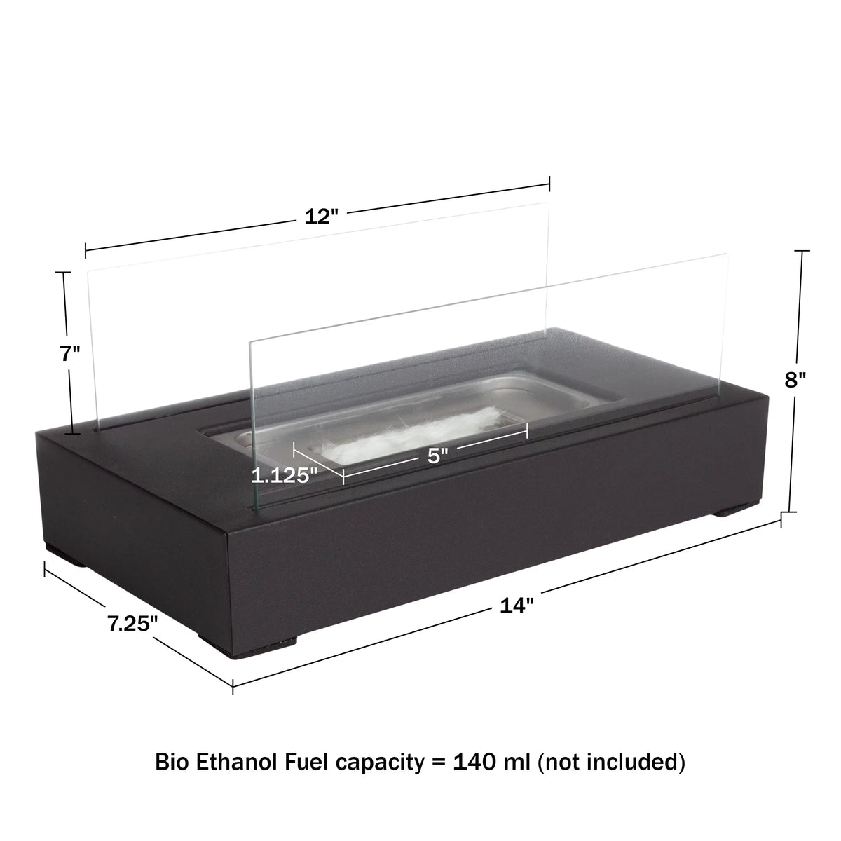 Northwest 2-Pack Rectangular Indoor or Outdoor Ventless Bio Ethanol Tabletop Fireplace, Dark