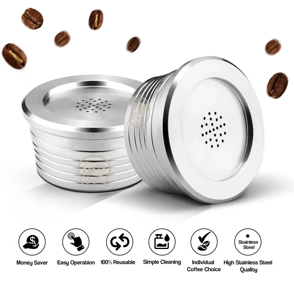 Suzicca Stainless Steel Reusable Coffee Capsules Reusable Coffee Capsule Cup Filter Compatible with Delta Q