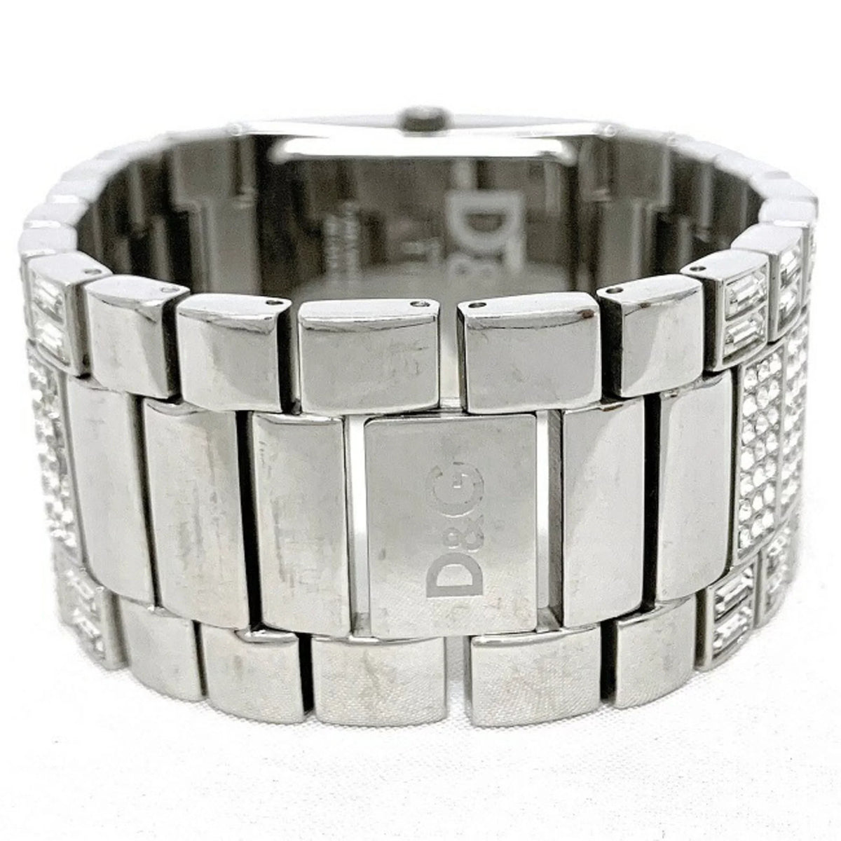 Pre-Owned Dolce & Gabbana Watch Silver Rhinestone SS D G Ladies Stainless Steel Quartz Square 2 Hands Analog (Good)