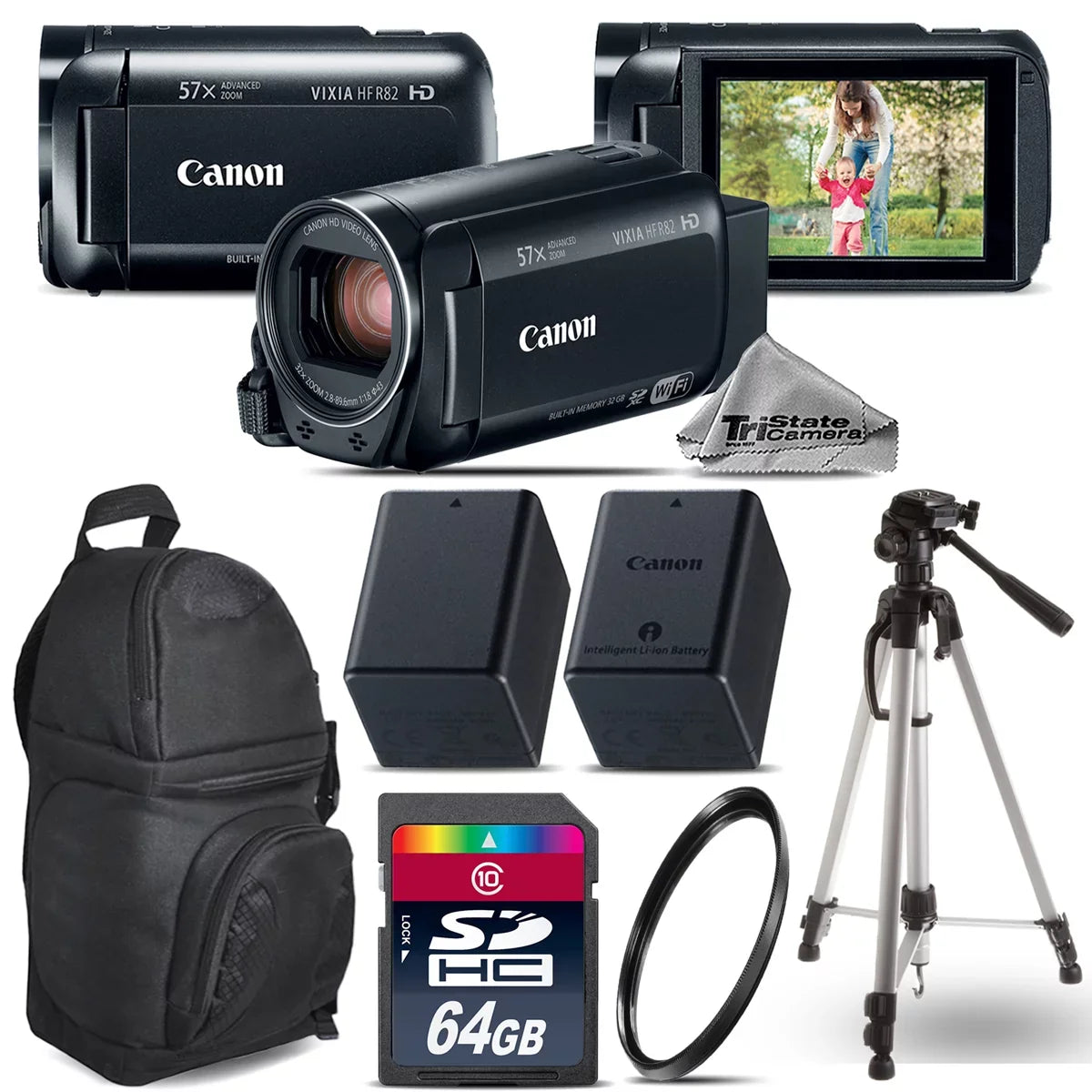 VIXIA HF R800 57x Camcorder + Extra Battery + UV + Backpack - 64GB Bundle