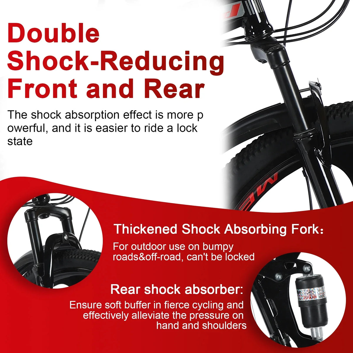 JSTUOKE 26 Inch Adult Mountain Bikes, 24 Speeds Drivetrain Cycling Foldable Bicycles with Double Disc Brakes, High Carbon Steel Frame, MTB for Men Women