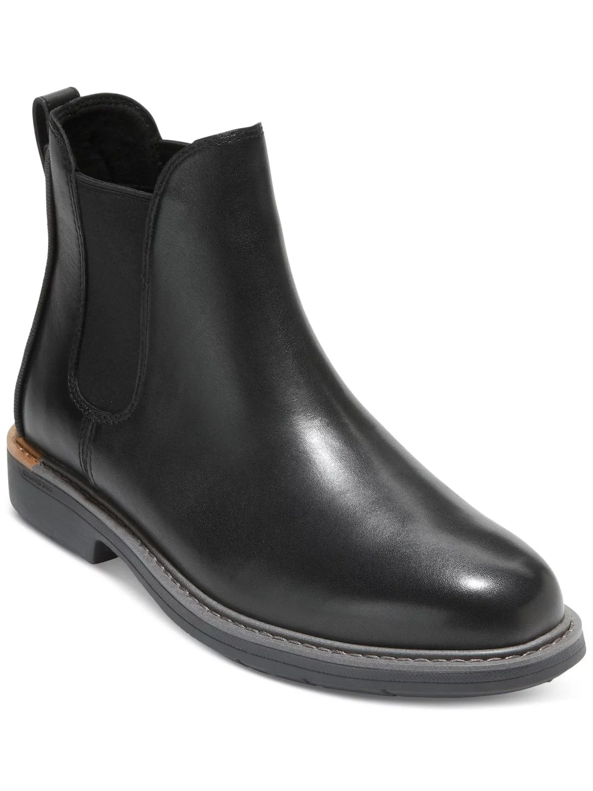 COLE HAAN GRANDSERIES Mens Dark Pull Tab Goring Cushioned Go-to Round Toe Block Heel Leather Chelsea 10.5 M
