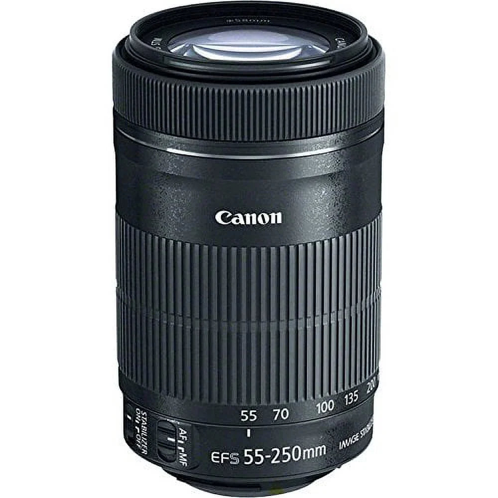 EF-S 55-250mm IS STM Camera Lens. PagingZone Deluxe Kit Includes, 3Piece Filter Set + Lens Case + Lens Hood + 32GB Class 10 Card. For EOS 6D, 70D, 5D MK II III, Rebel T3, T3i, T4i, T5, T5i SL1.