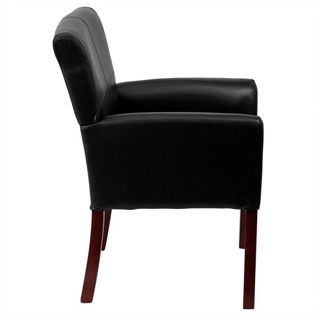 Kingfisher Lane Executive Side Guest Chair in Jet with Mahogany Legs