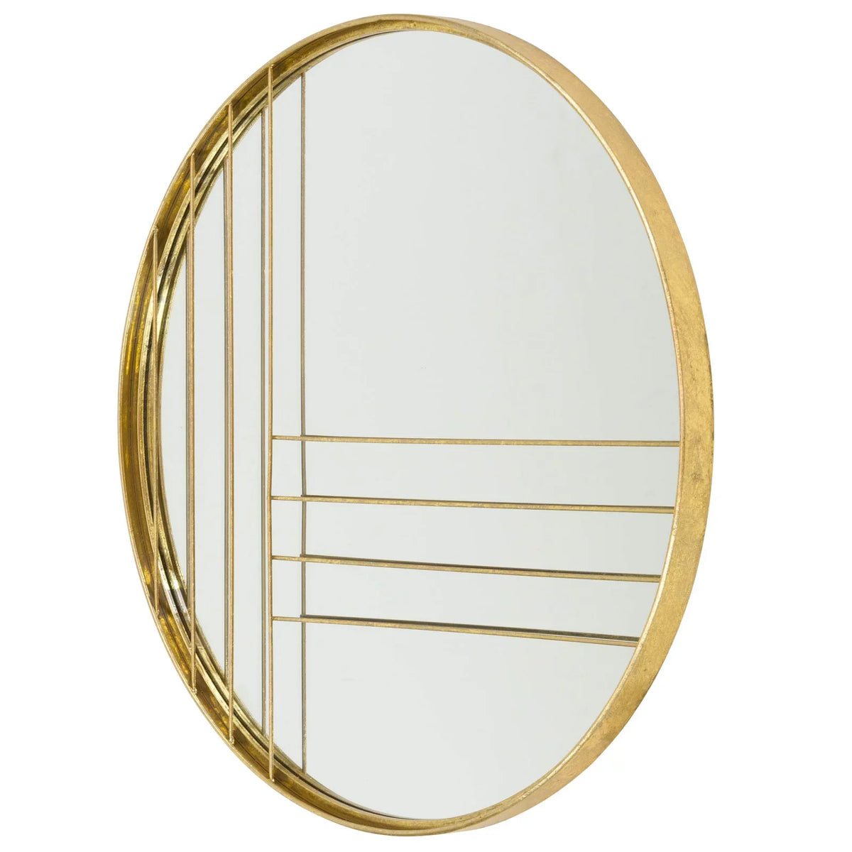 Aspire Home Accents Damis Modern Gold Leaf Metal Round Wall Mirror